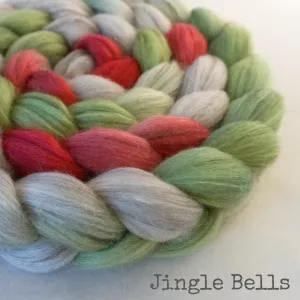 Merino Yak Silk Roving - Jingle Bells