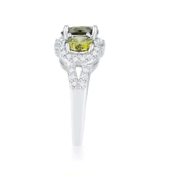 Merion Three Olive Green Round Stone Trio Ring  | 6.8ct