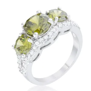 Merion Three Olive Green Round Stone Trio Ring  | 6.8ct