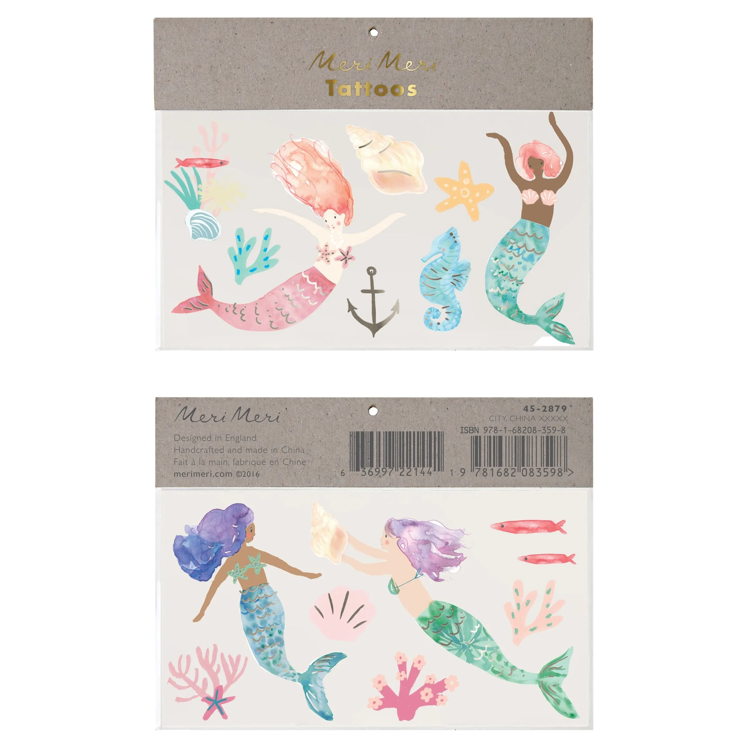 Mermaid Large Temporary Tattoos (x 2 sheets)