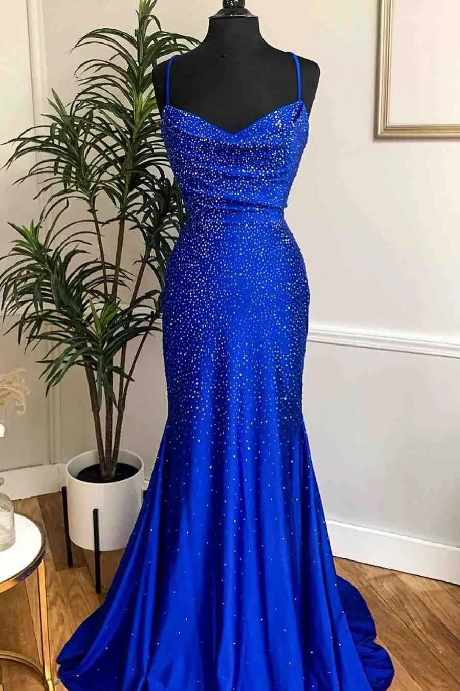 Mermaid Long Red Prom Dress with Rhinestones,Royal Blue Bodycon Dresses