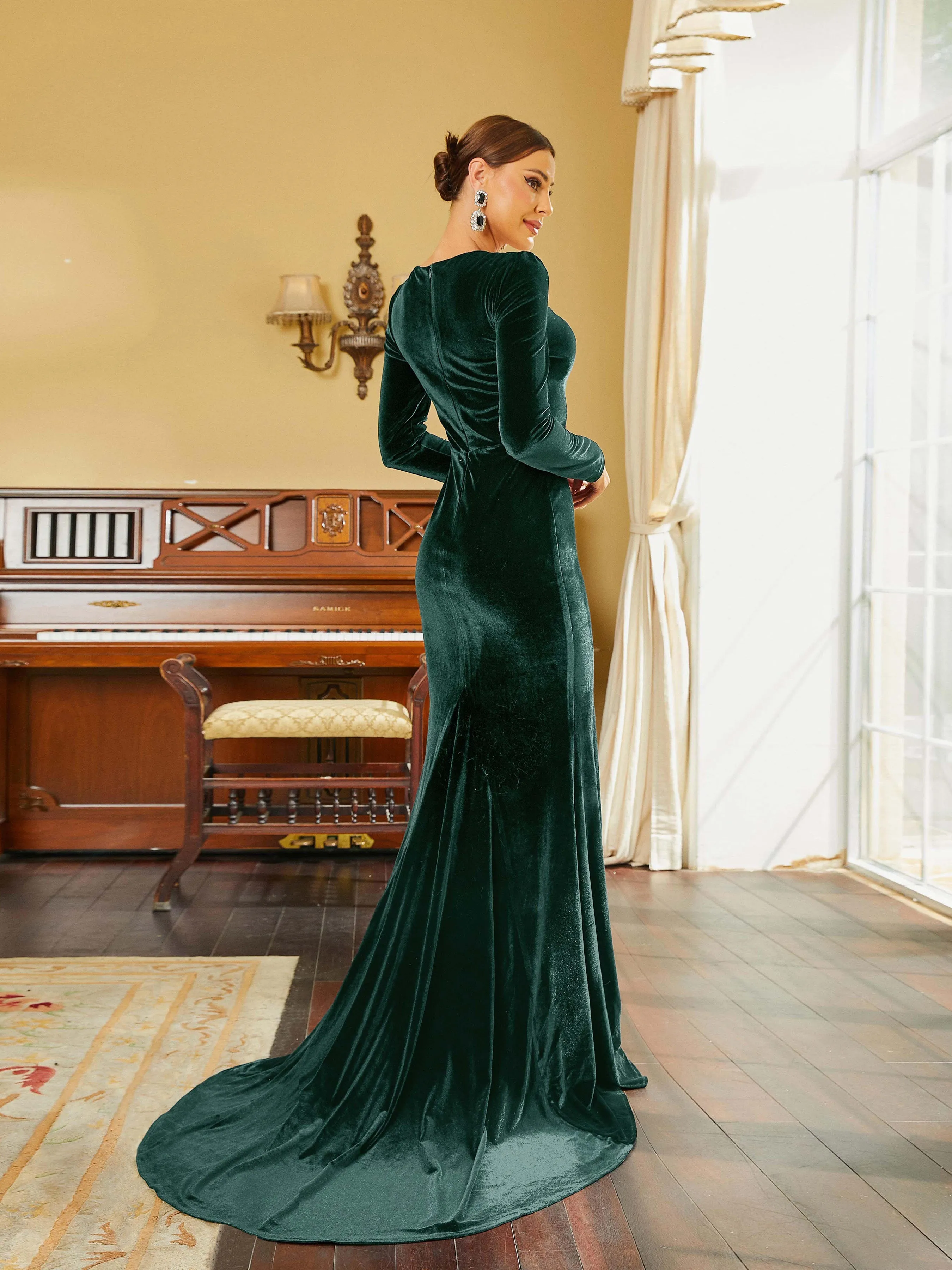 Mermaid Sweetheart Velvet Maxi Black Evening Dress RJ10298