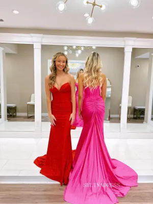 Mermaid V Neck Long Prom Dress Sparkly Evening Gowns LPK210