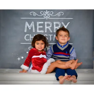 Merry Christmas Chalkboard Printed Backdrop