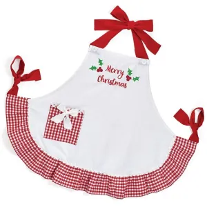 Merry Christmas Gingham Ruffle Apron