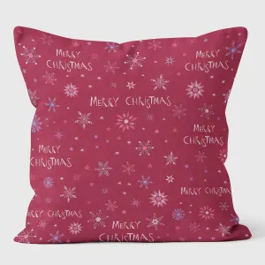 Merry Christmas Red Cushion - Christmas Seasonal Cushion