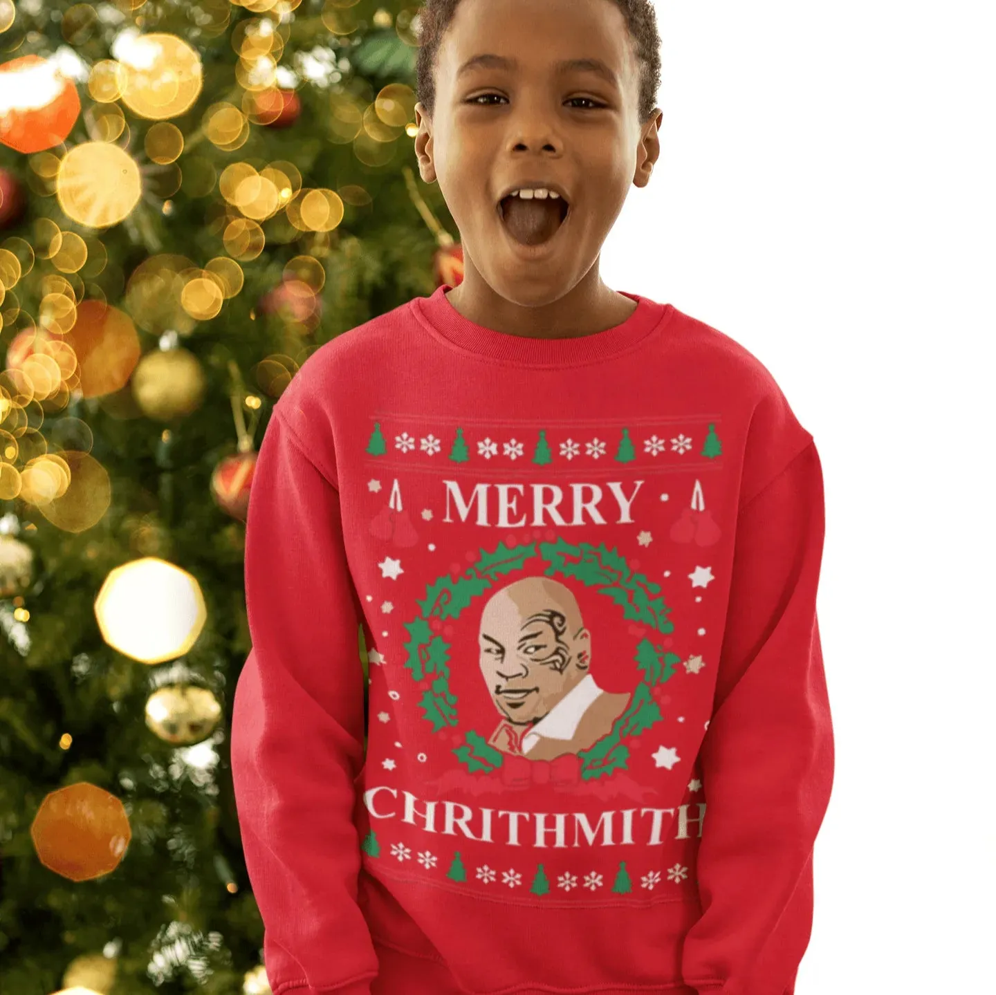 Merry Chrithmith Mike Tyson Unisex Ugly Christmas Crewneck Graphic Sweatshirt