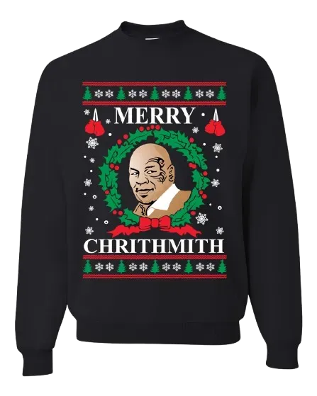 Merry Chrithmith Mike Tyson Unisex Ugly Christmas Crewneck Graphic Sweatshirt