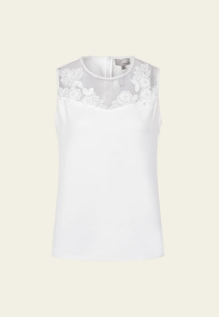 Mesh-detail White Tank Top