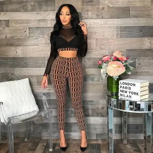 Mesh See Through Top with Slim Pants Outfit