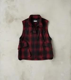 Messenger Vest - Buffalo Plaid Wool - Red