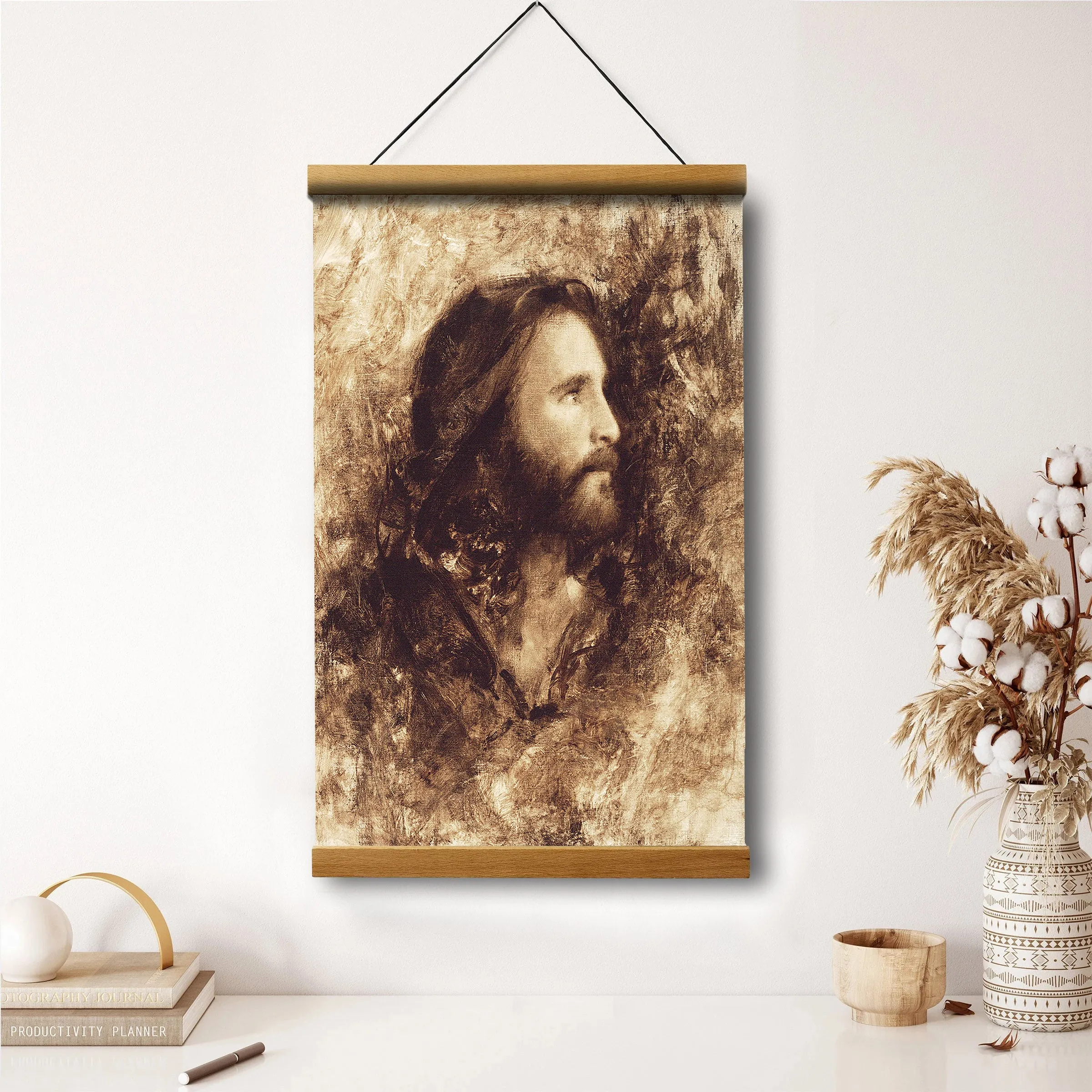 Messiah Hanging Canvas Wall Art - Jesus Picture - Jesus Portrait Canvas - Religious Canvas