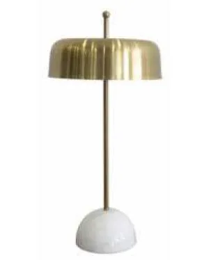 METAL 25" BELL SHADE TABLE LAMP W/ MARBLE BASE, GO