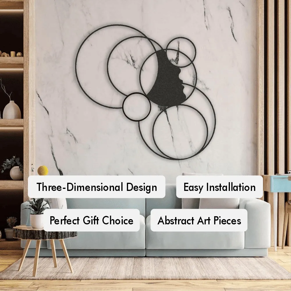 Metal Decor with Girl and Circles