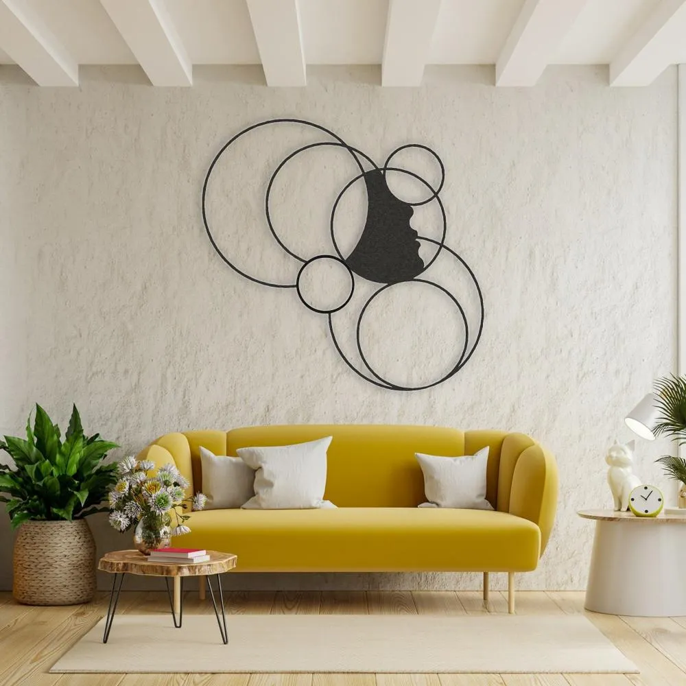 Metal Decor with Girl and Circles