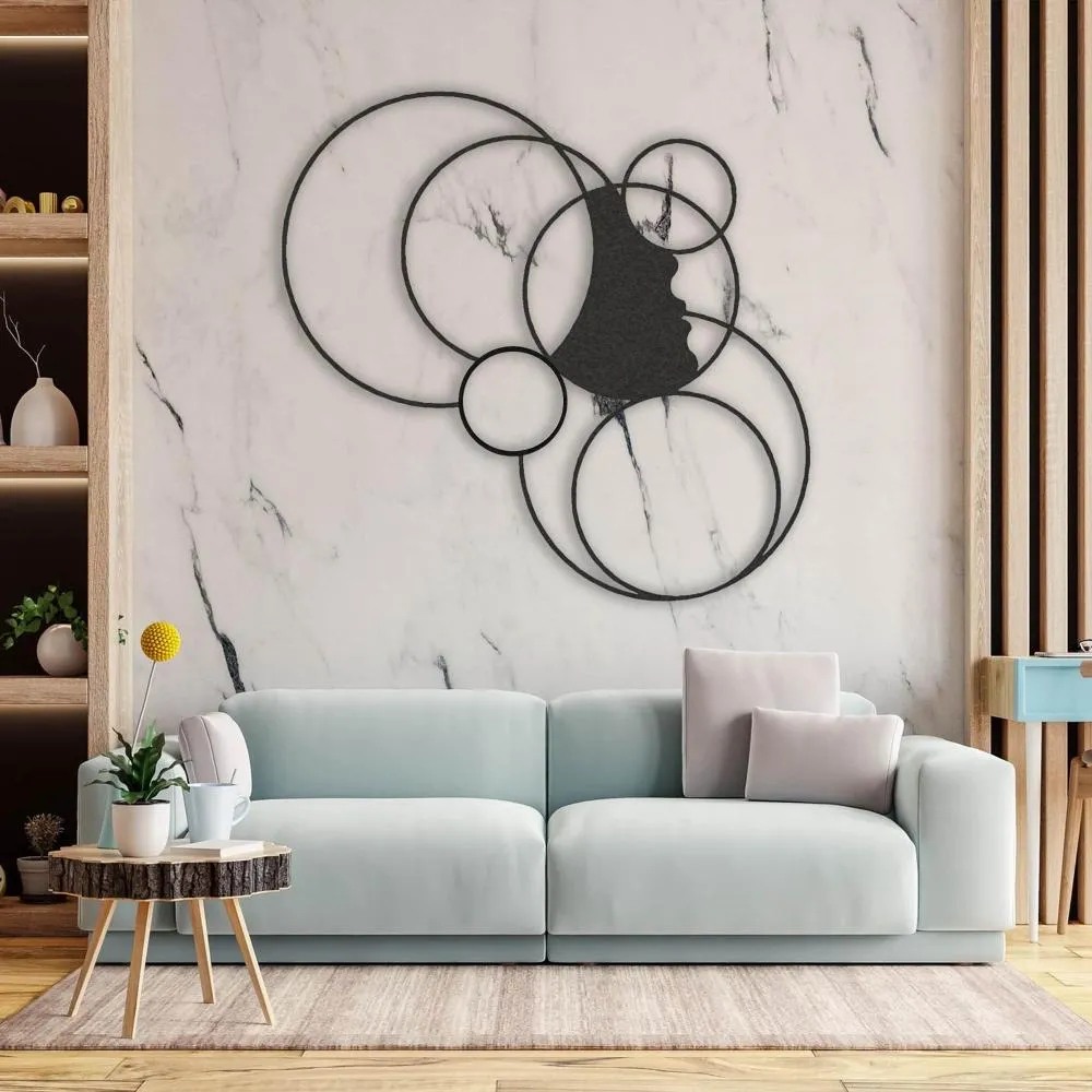 Metal Decor with Girl and Circles