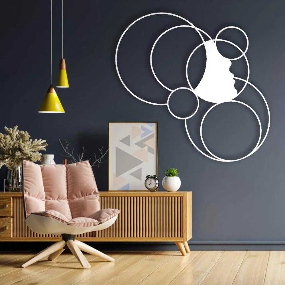 Metal Decor with Girl and Circles