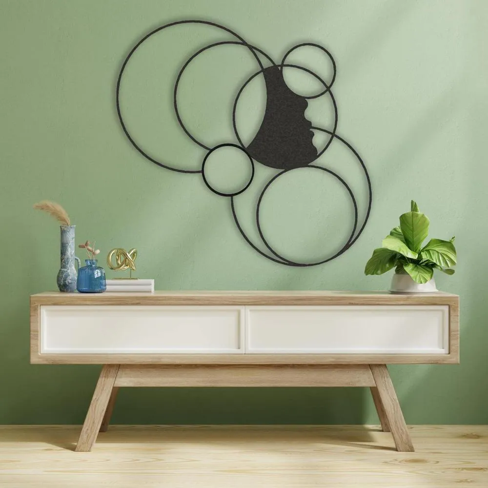 Metal Decor with Girl and Circles