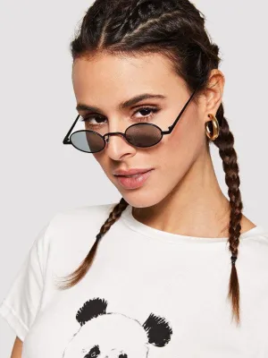 Metal Frame Oval Sunglasses