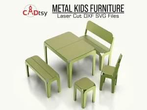 Metal Kids Table, Chair & Bench Bundle DXF/SVG - CNC Laser/Plasma Cutting Files