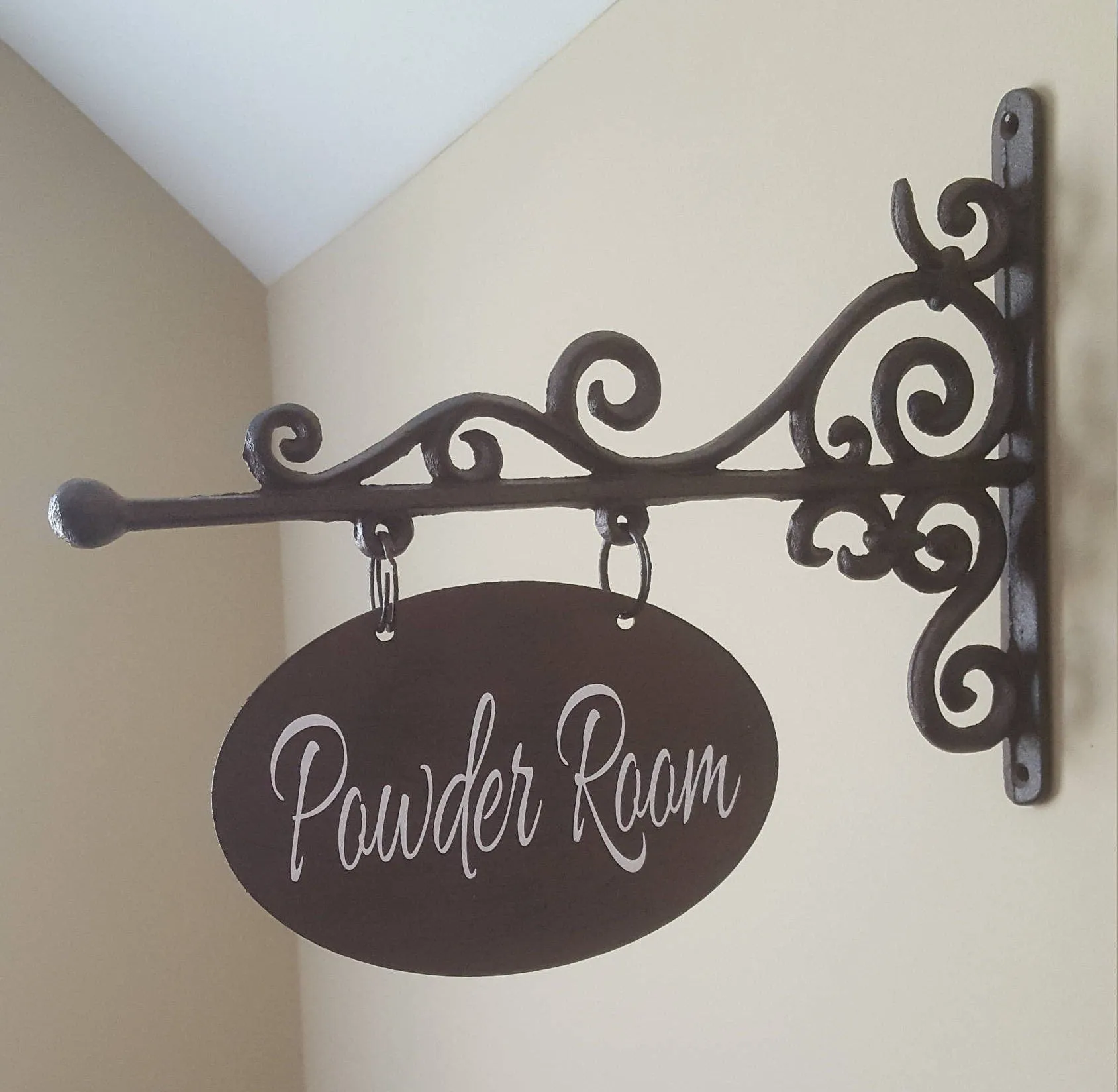 Metal Plaque/Bracket with Custom Lettering - 8x12 OVAL - Powder Room/Laundry Room/Pantry/Guest Room/Office/etc.