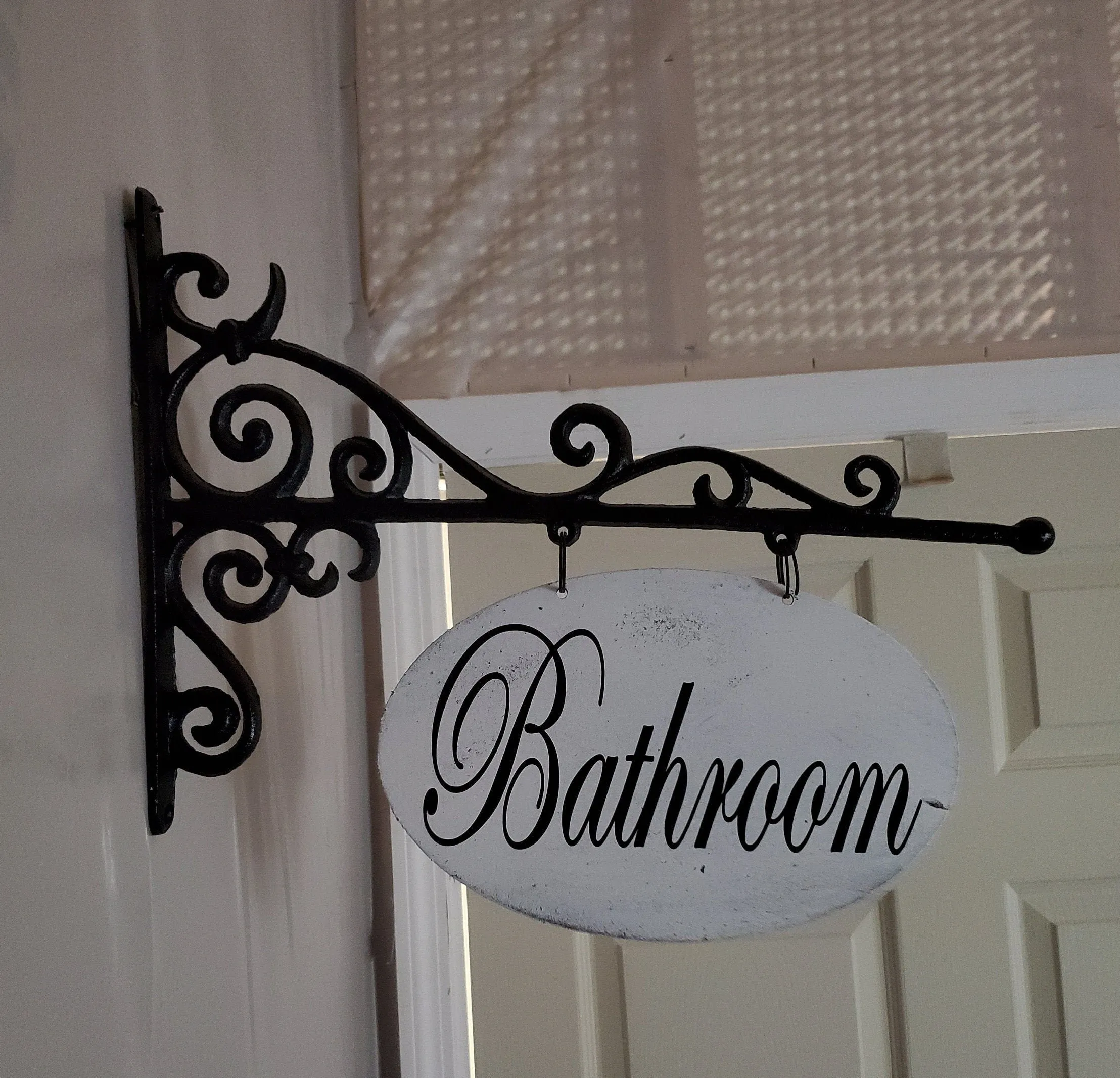 Metal Plaque/Bracket with Custom Lettering - 8x12 OVAL - Powder Room/Laundry Room/Pantry/Guest Room/Office/etc.