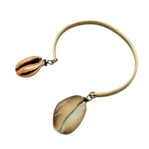 Metallic Bronze Cobra Shell Charm Duo Cuff