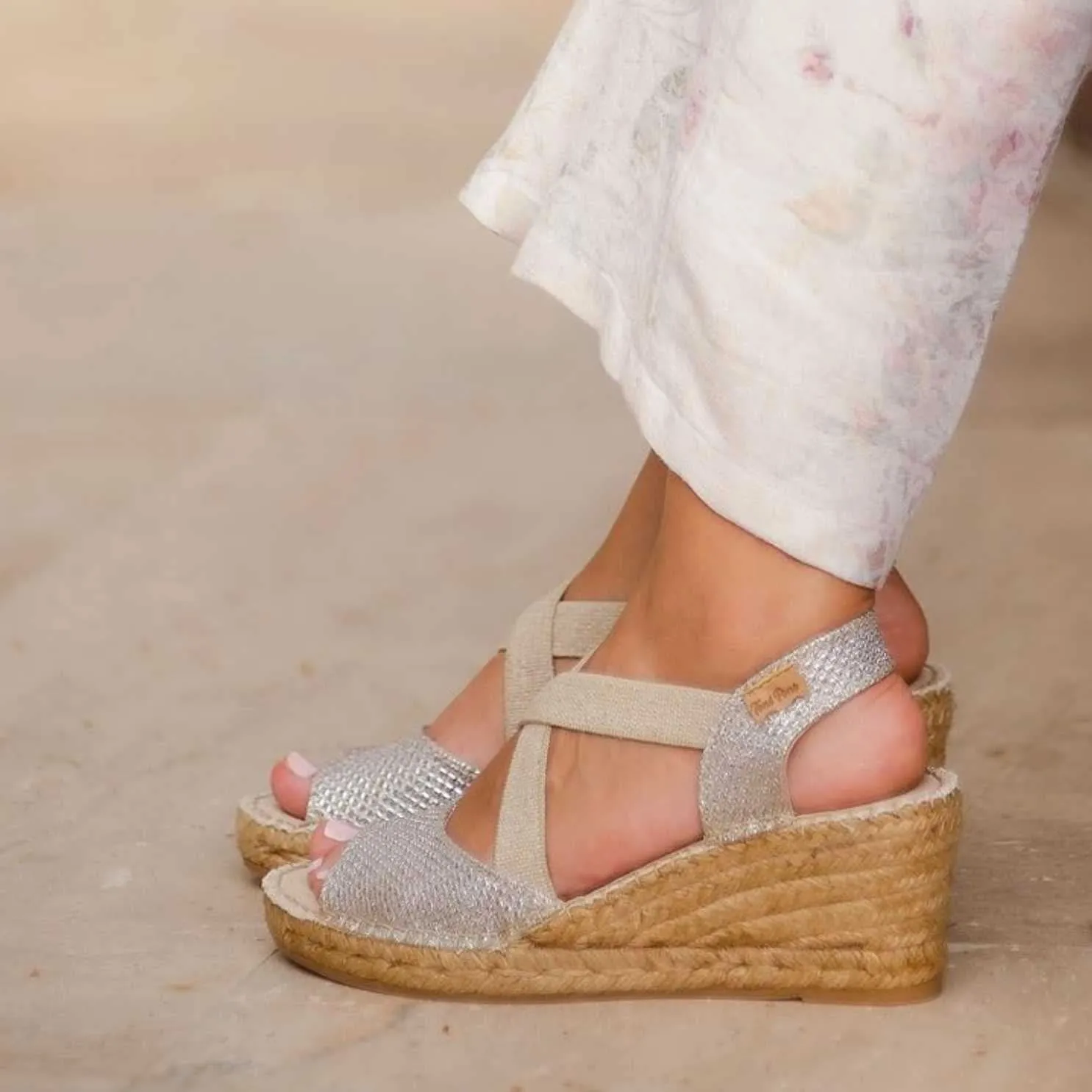 Metallic Cotton Blend Wedge Espadrille for Women - Sol-S