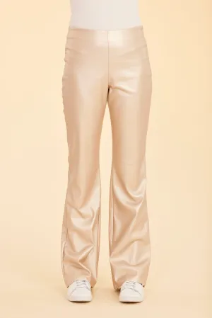 Metallic Faux Leather Flare Leggings