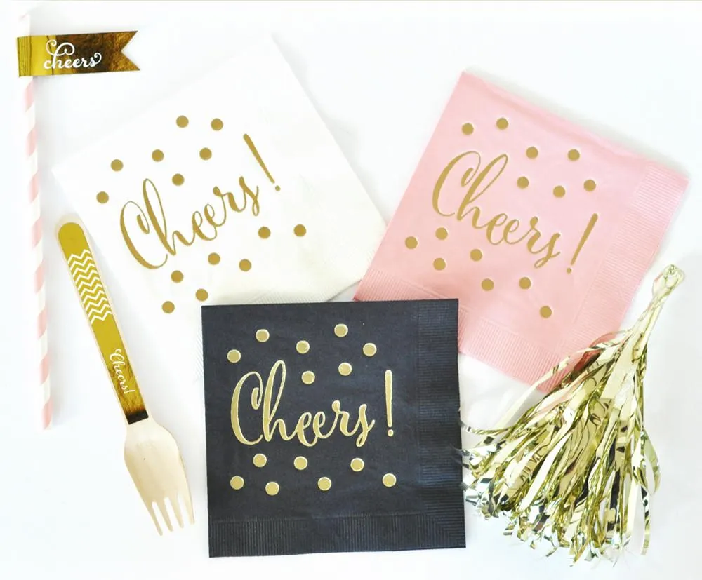 Metallic Gold CHEERS Napkins (set of 25)