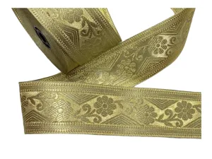 Metallic Jacquard Wide Ribbon - Floral Chevron (50mm Width)