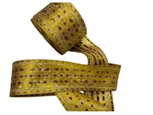 Metallic Jacquard Wide Ribbon - Gold & Wine (82mm Width)