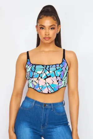 Metallic Patch Bustier Crop Top