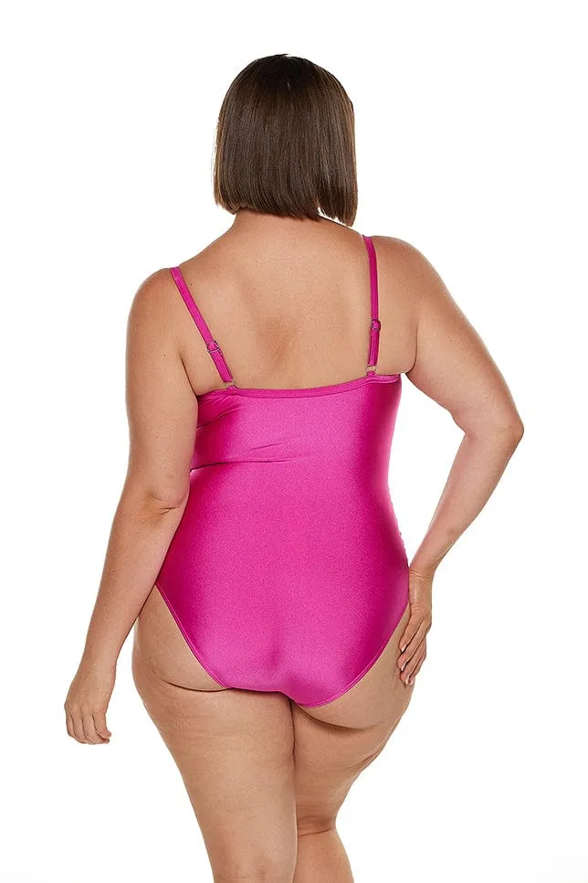 Metallic Pink Criss Cross One Piece