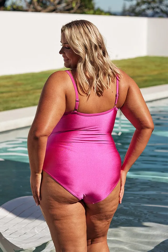 Metallic Pink Criss Cross One Piece