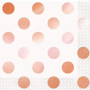 Metallic Rose Gold Dots Paper Napkins 16pk