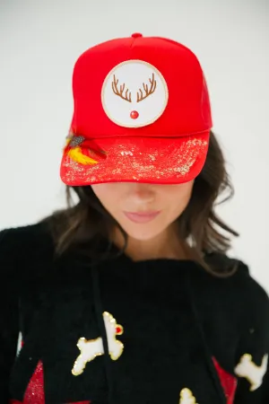 METALLIC RUDOLPH RED TRUCKER HAT