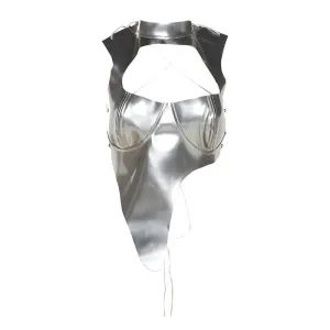 Metallic Silver Gladiator Asymmetric Futuristic Corset Top