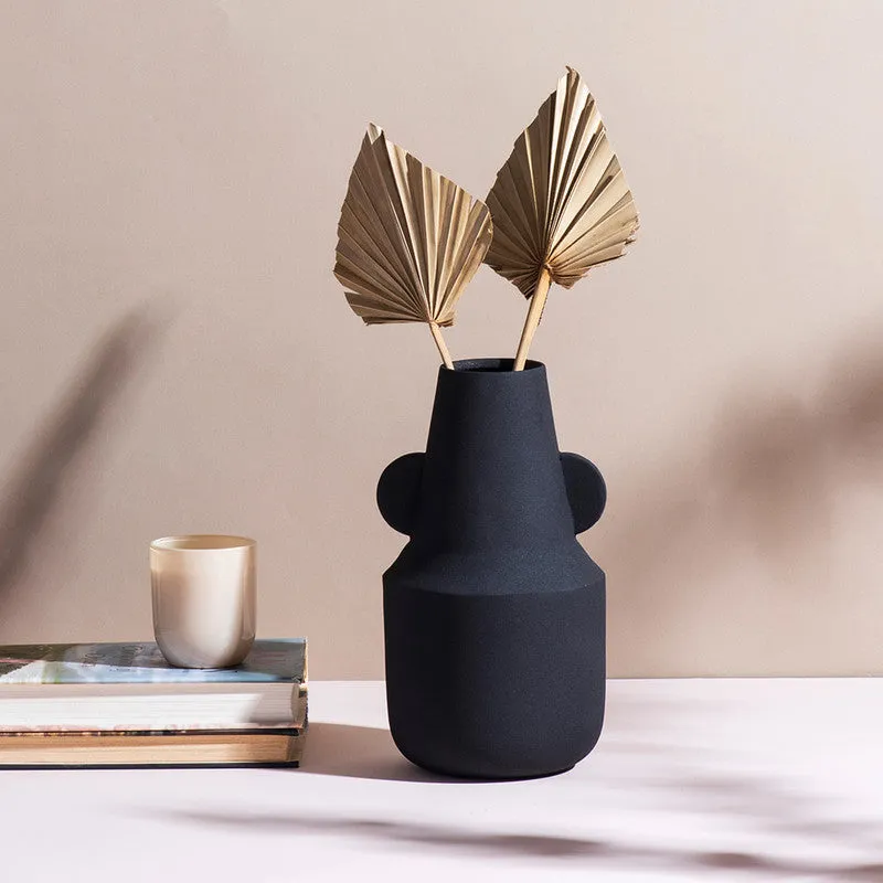 Metallic Vase | Black Textured | Sophisticated | Matt Black