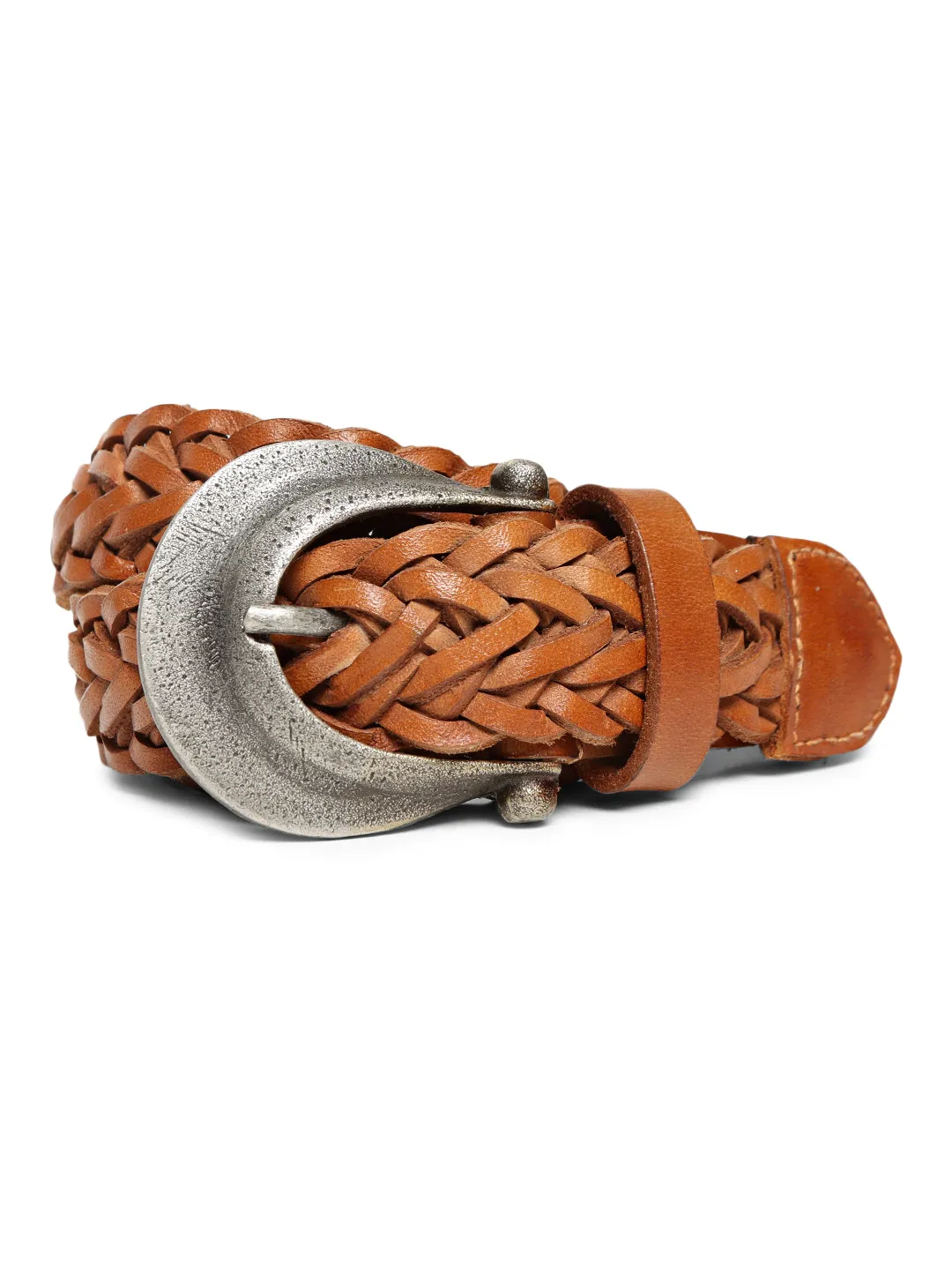 Meticulously Crafted Tan Woven Belt By Art N Vintage