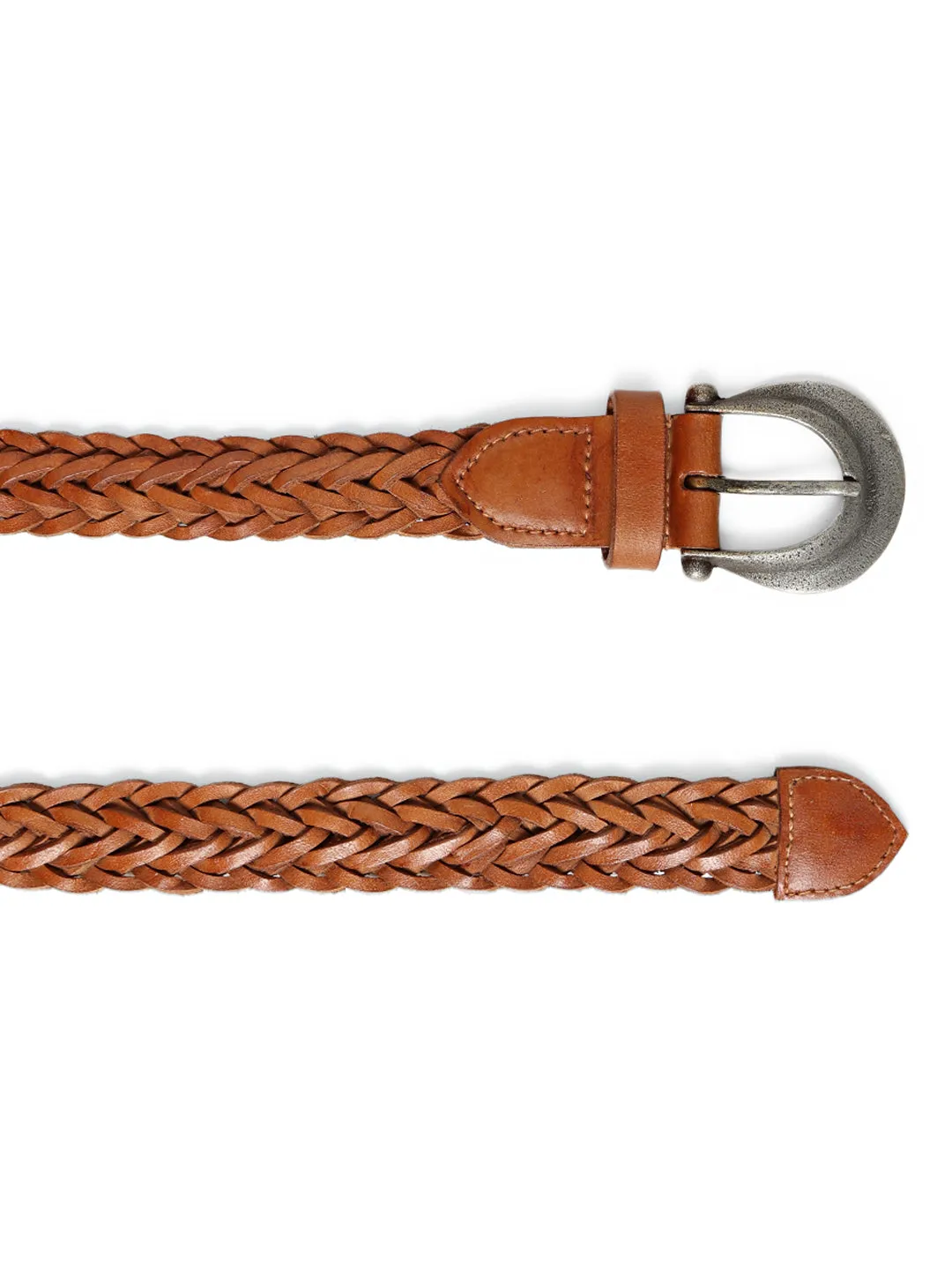 Meticulously Crafted Tan Woven Belt By Art N Vintage