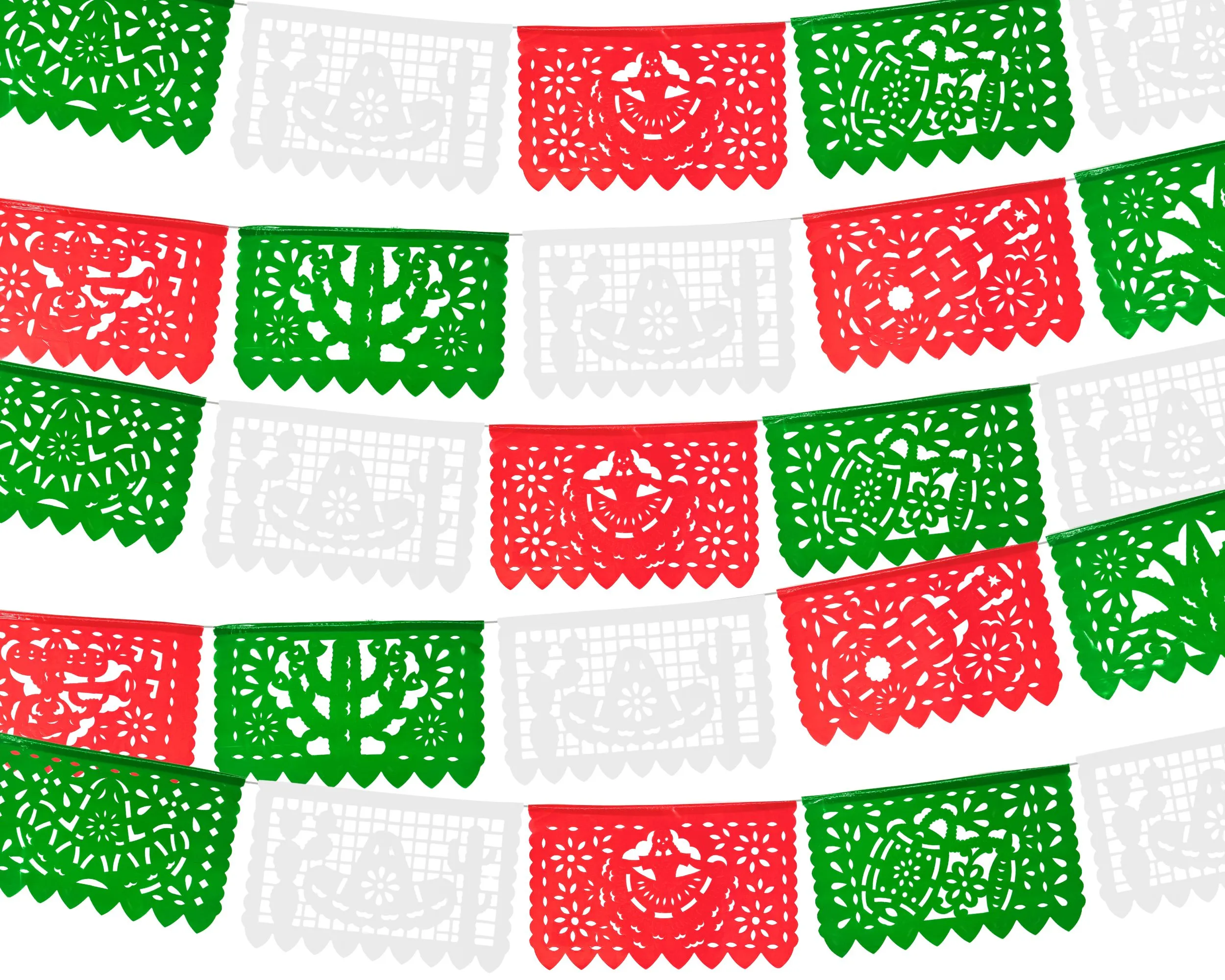 Mexican Independence Day Papel Picado Banner (3 Pack|Plastic)