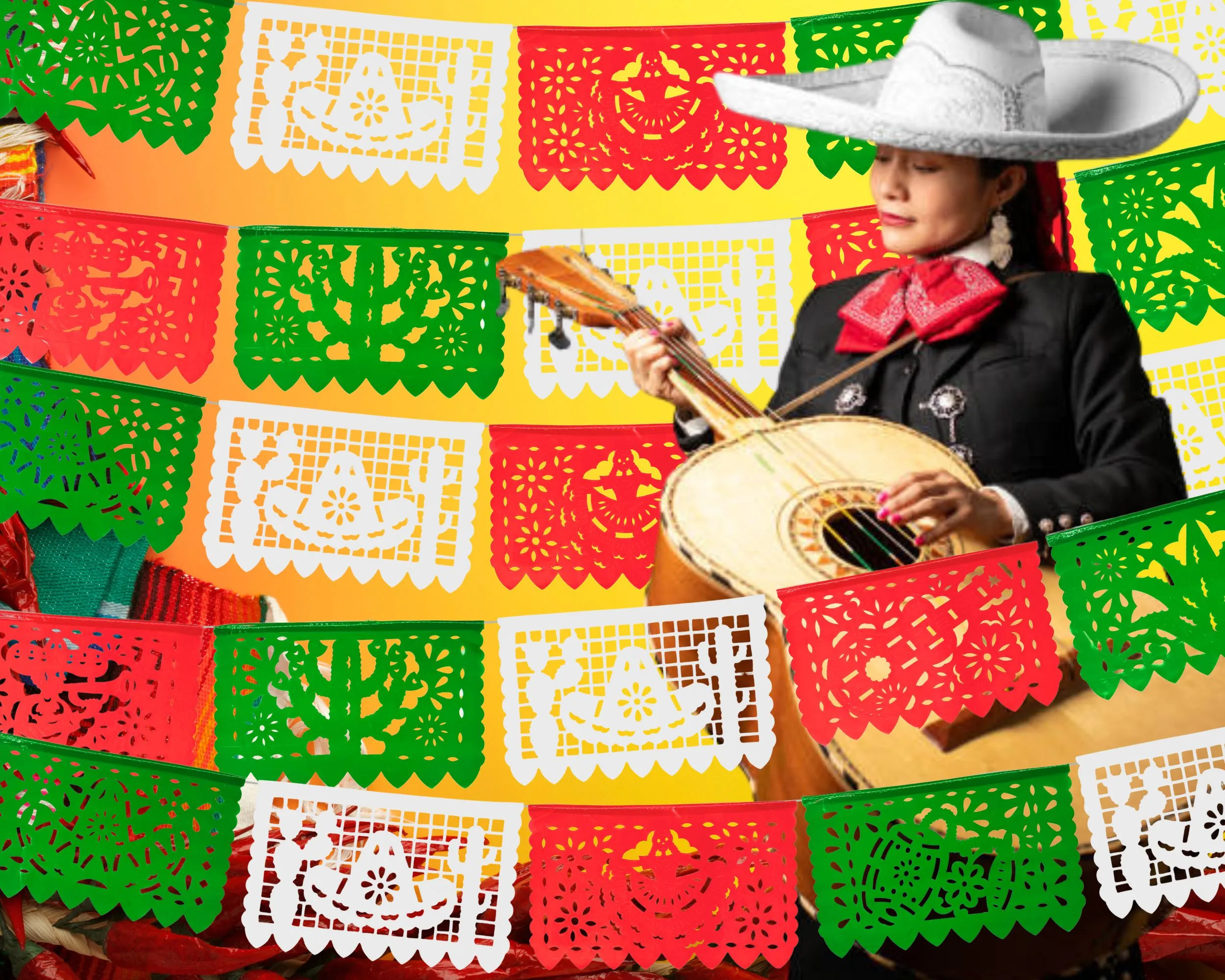 Mexican Independence Day Papel Picado Banner (3 Pack|Plastic)