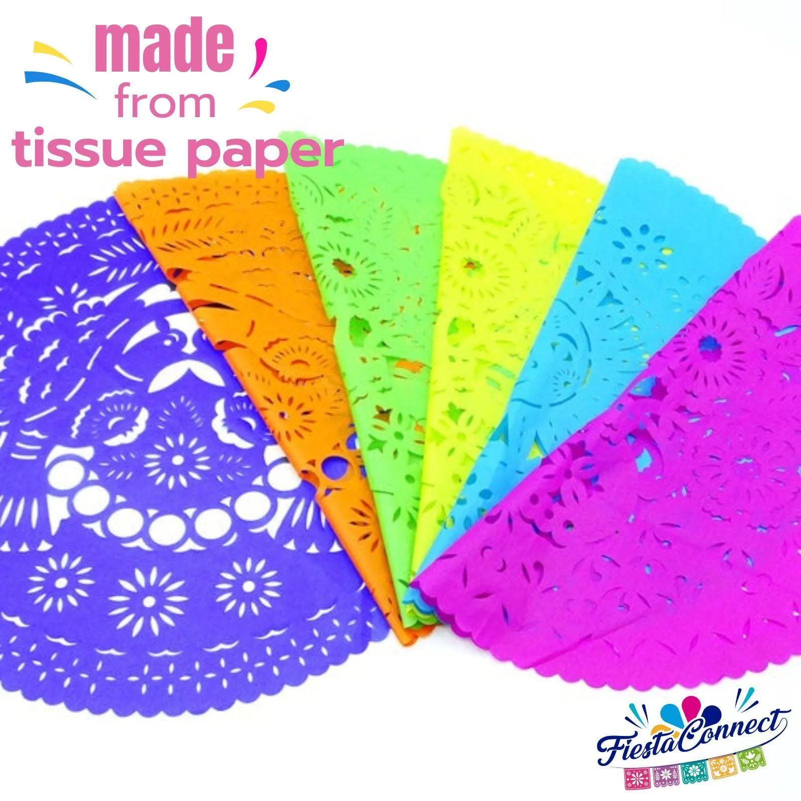 Mexican Papel Picado Placemats in Assorted Colors (6 Pack)