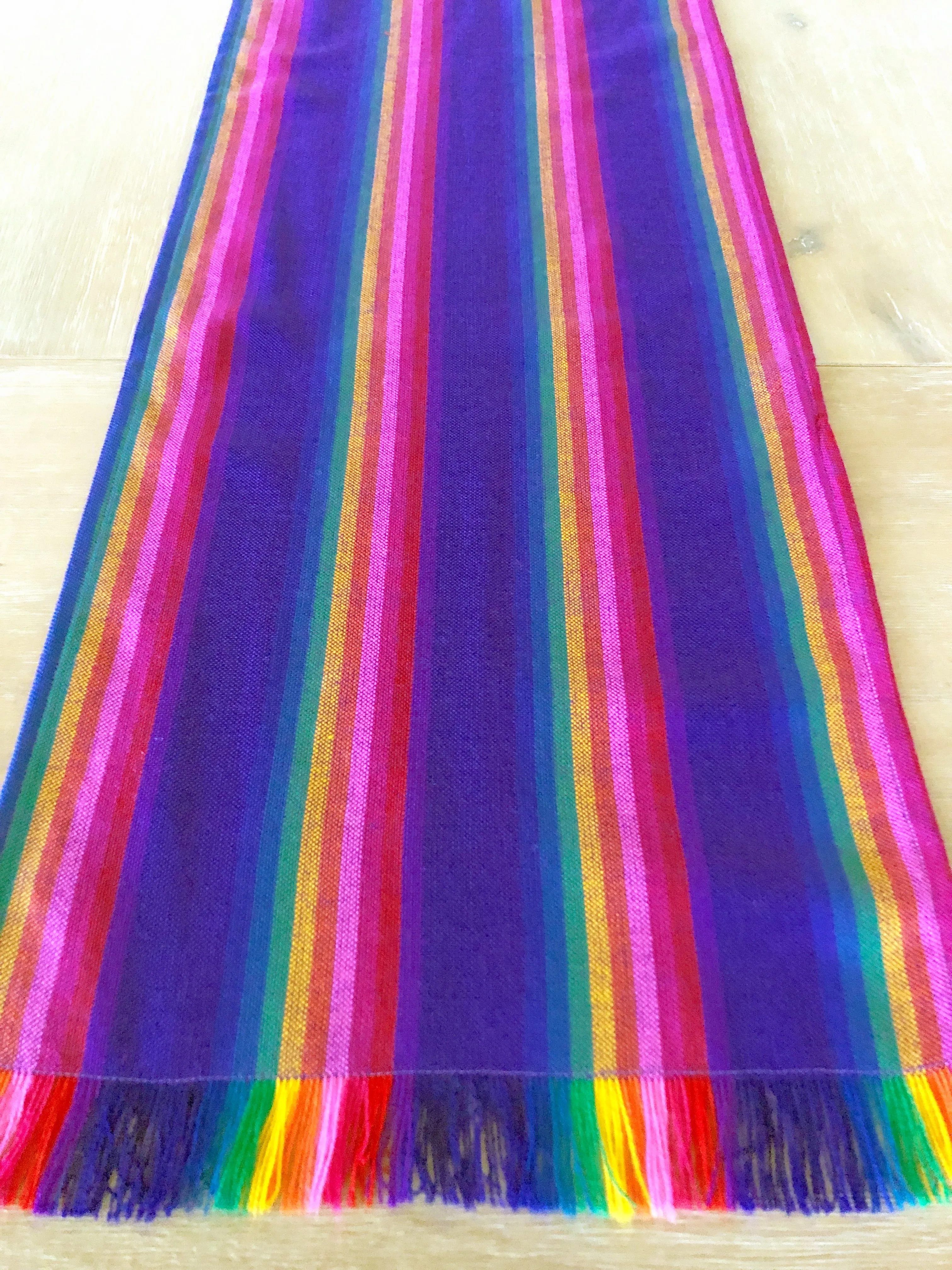 Mexican Table Runner Purple Stripes