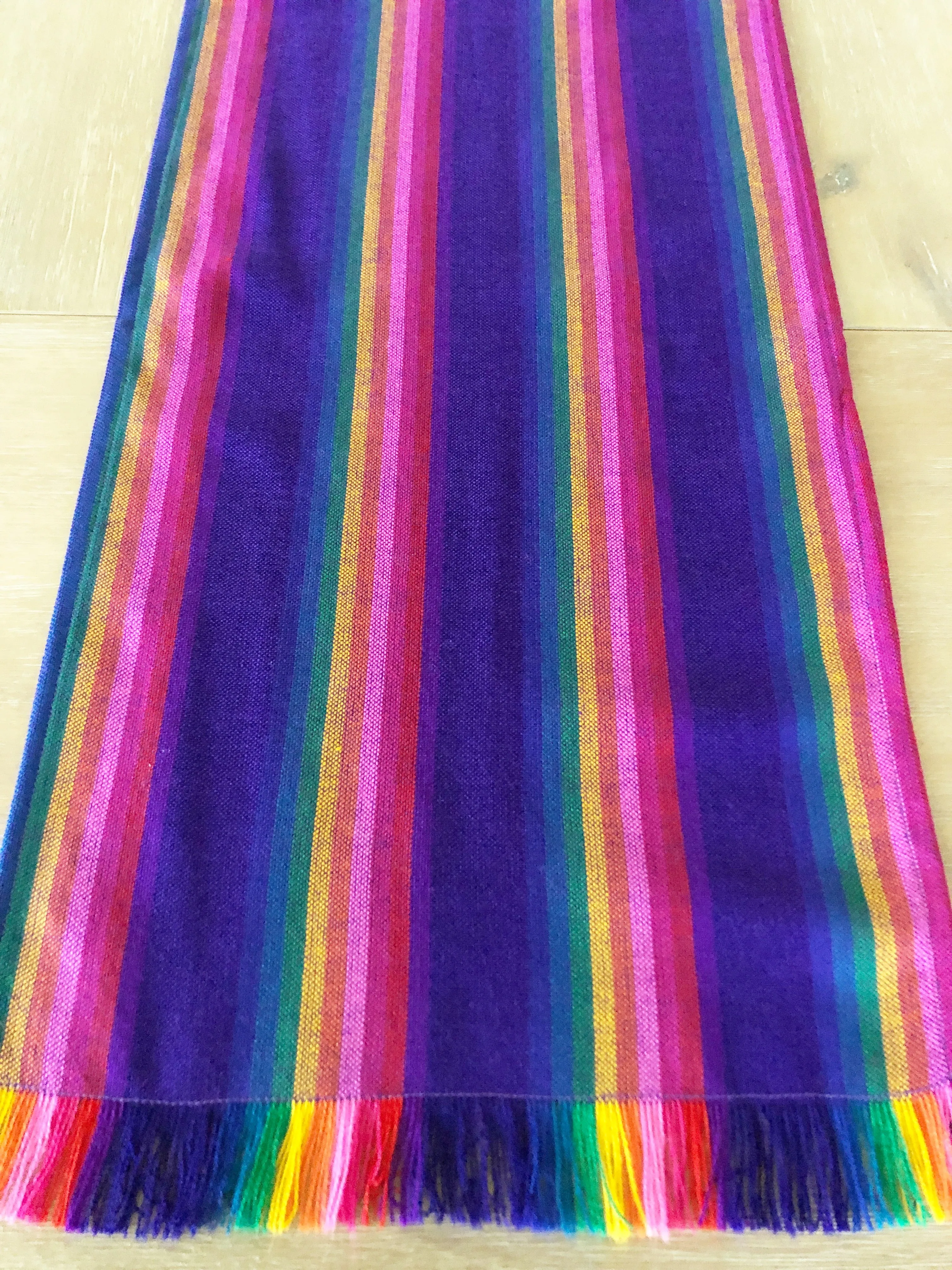 Mexican Table Runner Purple Stripes