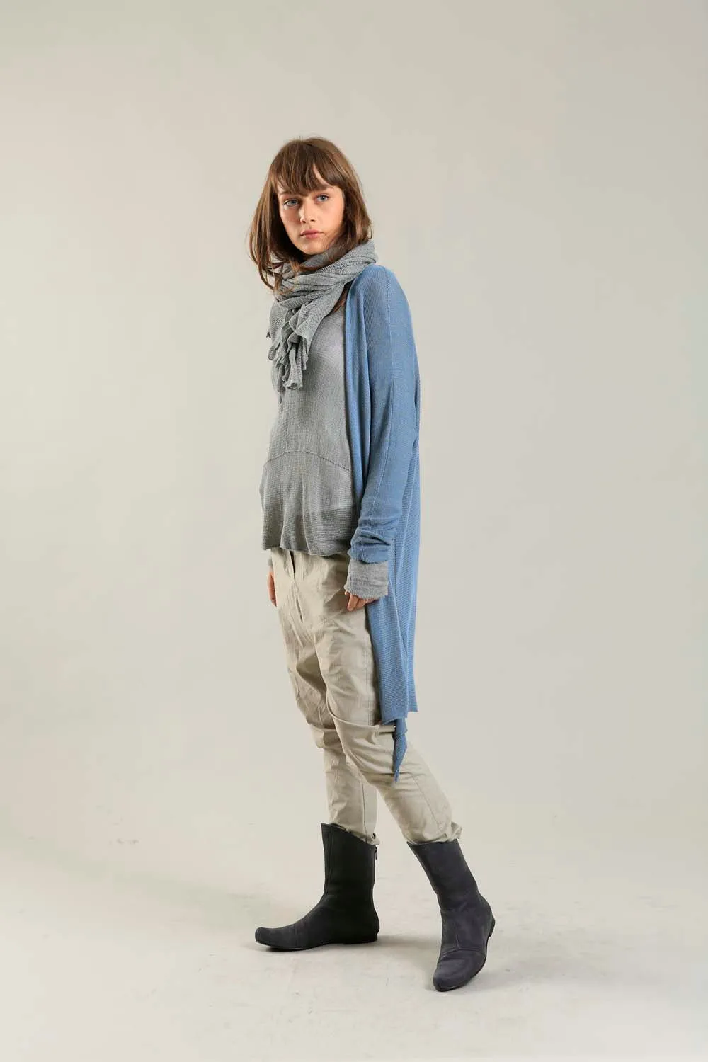 Meza Long Soy & Bamboo light Cardigan in dusty blue