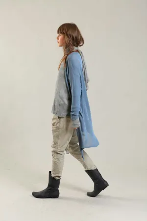 Meza Long Soy & Bamboo light Cardigan in dusty blue