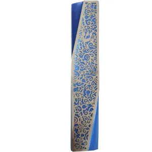 Mezuzah - Geometric - Pomegranates - Blue