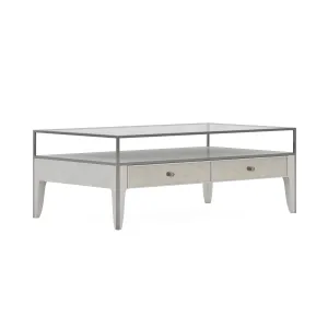 MEZZANINE Dove Grey Wood 2 Drawers Coffee Table